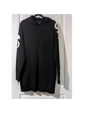 SET | Black "Off-Duty" Wool Tunic Hoodie In Black